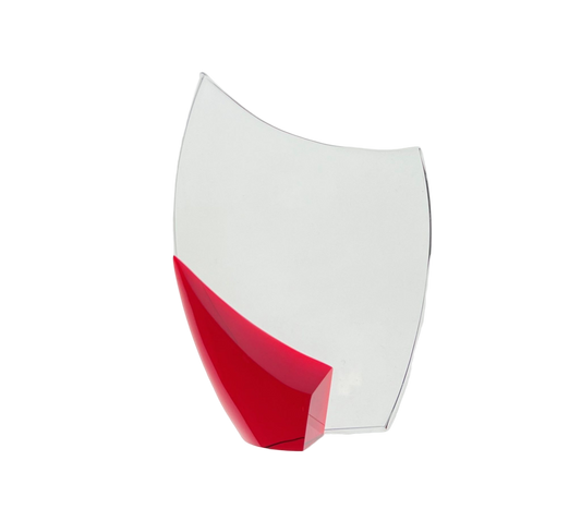 Medium Crystal crescent with red stand supplied in a presentation box
