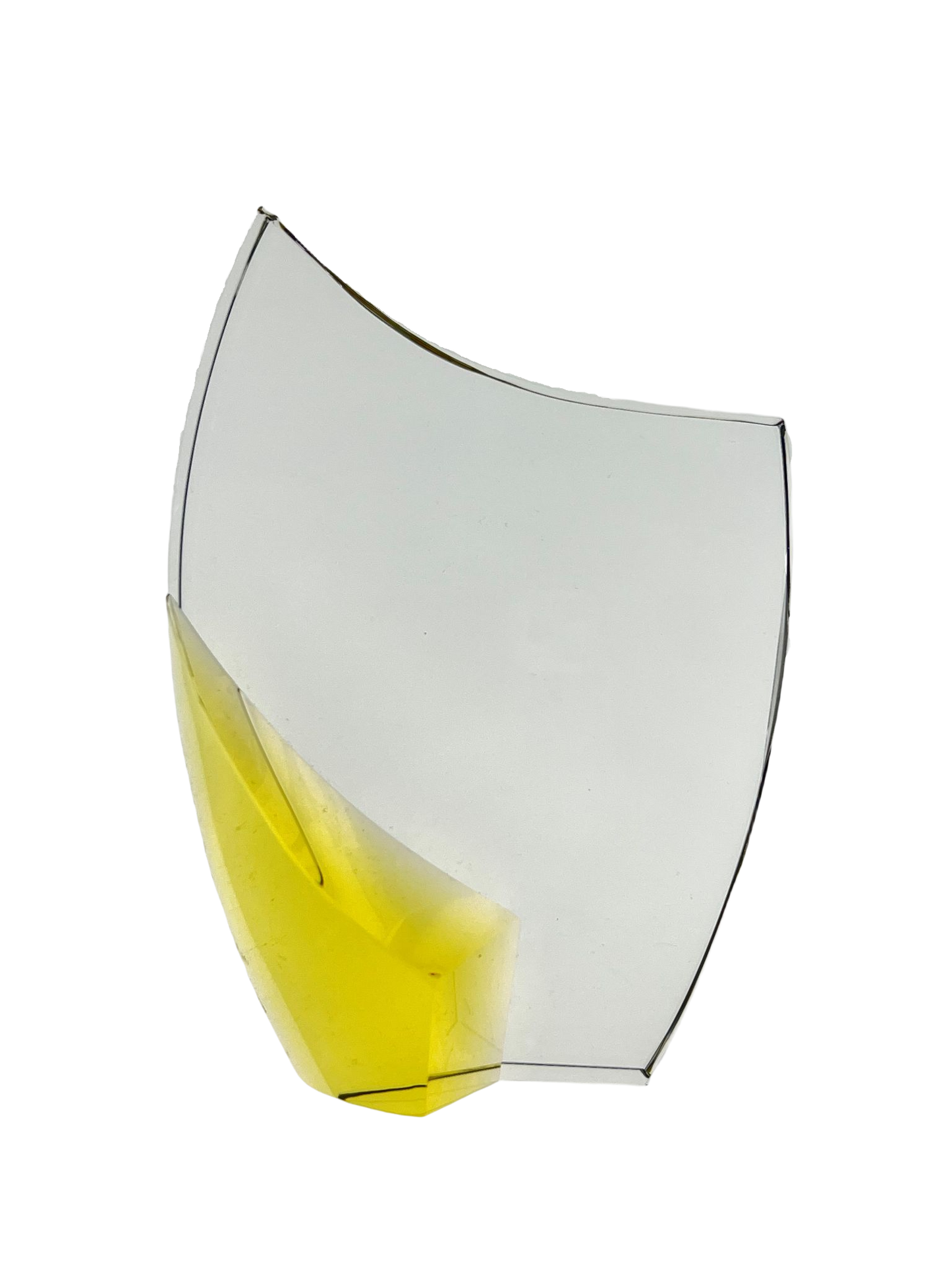 Large Crystal crescent with yellow stand supplied in a presentation box