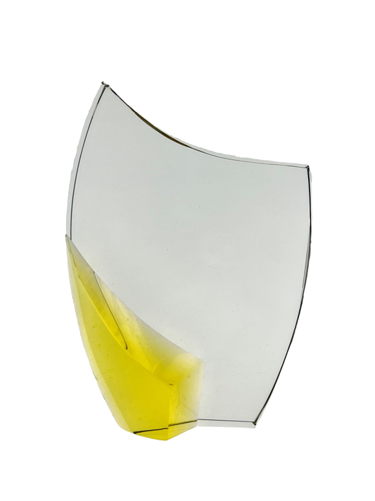 Large Crystal crescent with yellow stand supplied in a presentation box