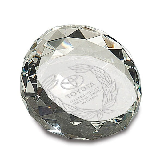 Optical Crystal 60mm facetted sphere supplied in a presentation box