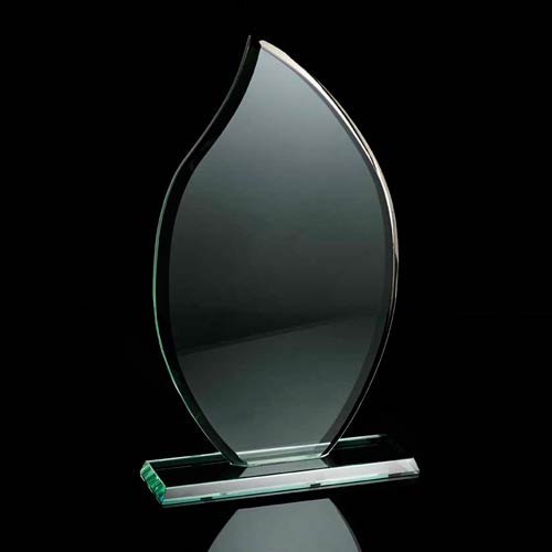 Flame jade green award 235mm high supplied in a presentation box