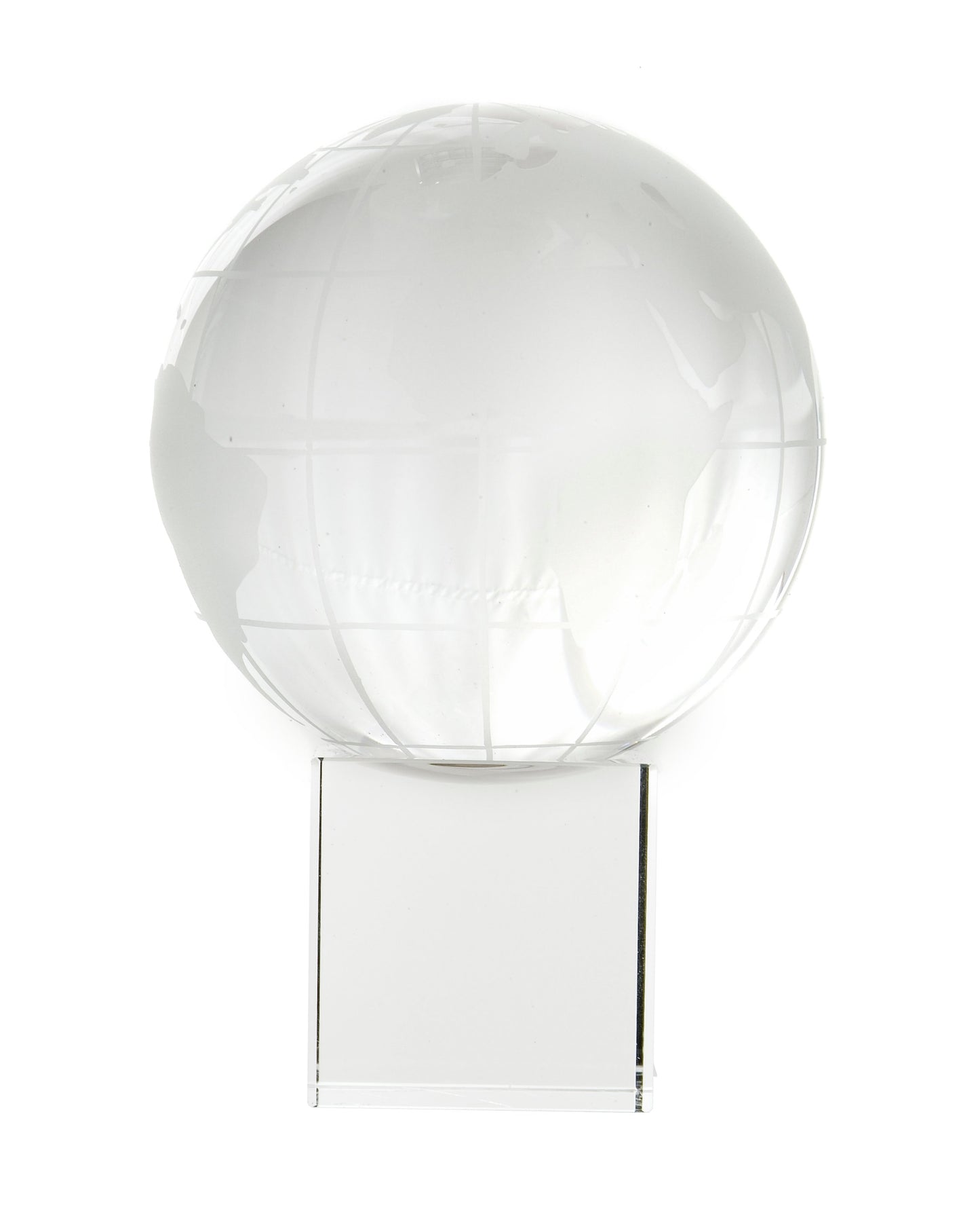 Crystal 100mm GLOBEon clear base supplied in a presentation box
