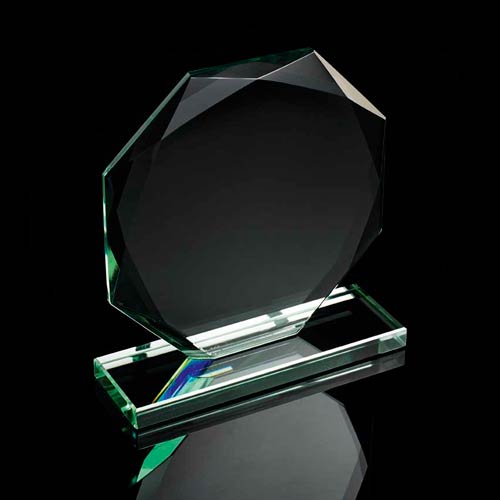 Jade Green Octagon Award 100mm high  supplied in a presentation box
