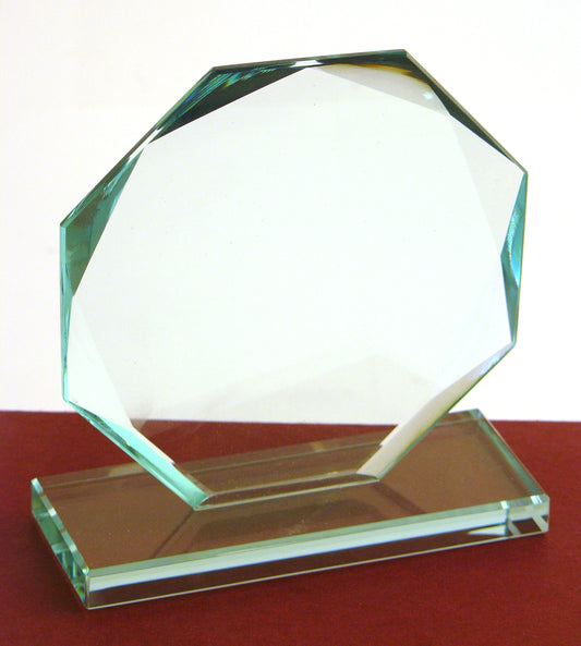 Jade Green Octagon Award 150mm high supplied in a presentation box