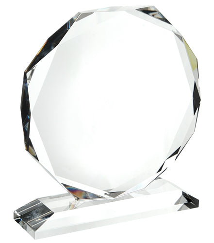 Large Optical Crystal Octagon Award 195mm high supplied in a presentation box