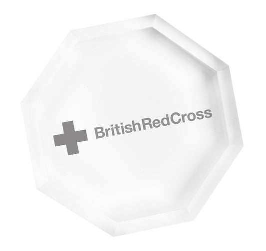 Optical crystal Octagon paperweight 65mm wide supplied in a presentation box