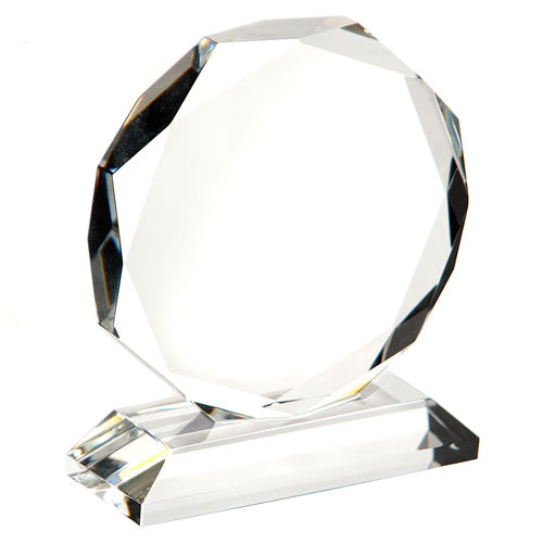 Small Optical Crystal Octagon Award 100mm high supplied in a presentation box