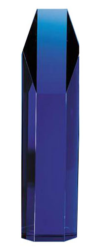 Blue Crystal Large Hexagonal Prism 250mm high supplied in a presentation box