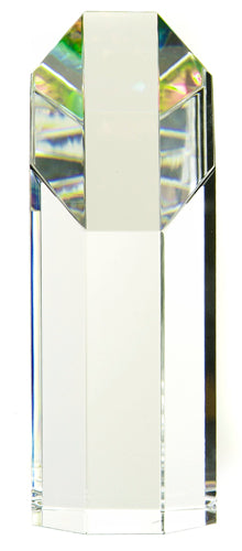Optical Crystal Small Octagonal Prism 150mm high 8 sided supplied in a presentation box