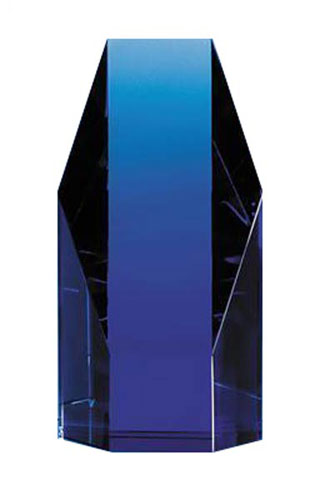 Blue Crystal Small Hexagonal Prism 150mm high supplied in a presentation box