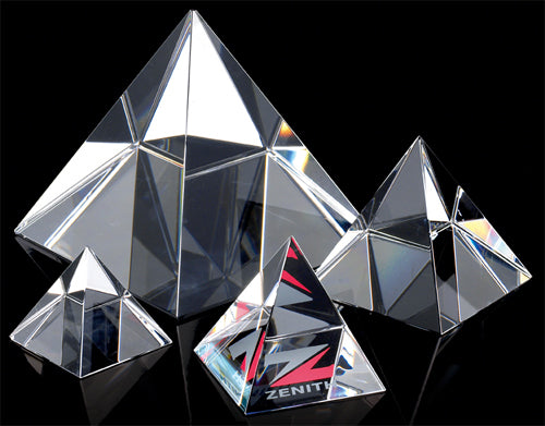 Optical Crystal 100mm pyramid supplied in a presentation box