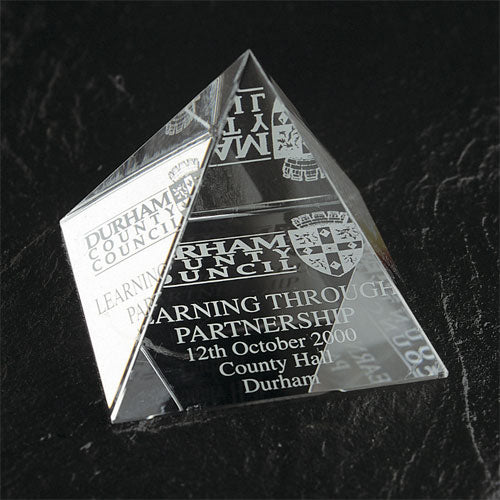 Optical Crystal 40mm pyramid supplied in a presentation box
