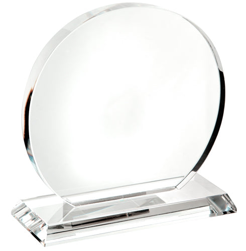 Optical Crystal Trophy Circle 145mm high supplied in a presentation box