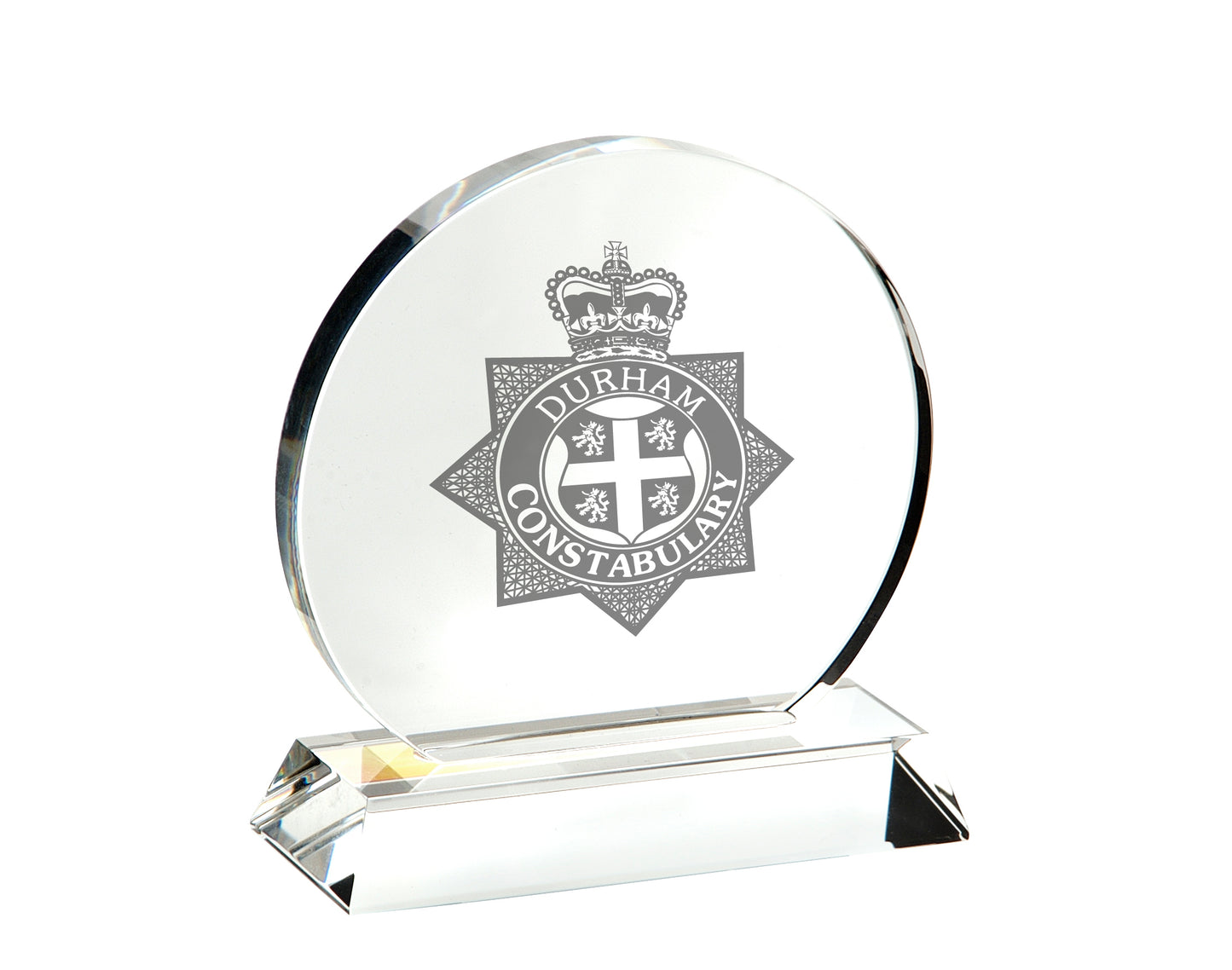 Optical Crystal Trophy Circle 100mm high supplied in a presentation box