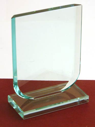 Jade Green Shield Award 150mm high supplied in a presentation box