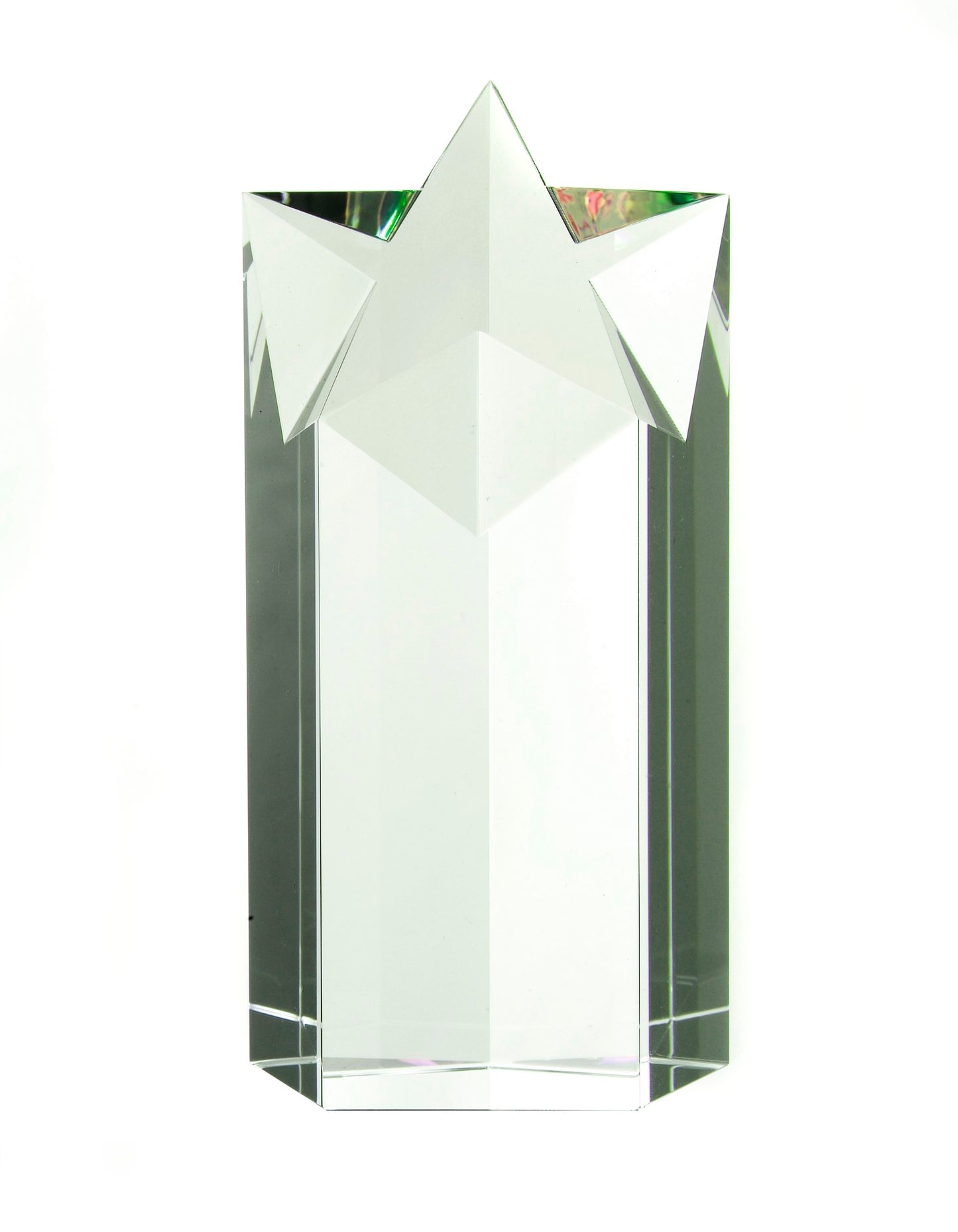 Optical Crystal star column 180mm high clear finish supplied in a presentation box
