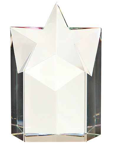 Optical Crystal star column 150mm high clear finish supplied in a presentation box