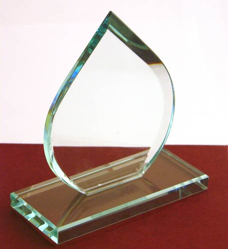 Jade Green Teardrop Award 180mm high supplied in a presentation box