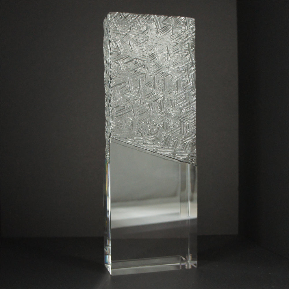 Chunky tombstone award with cippillini cut, 255x88mm supplied in a presentation box