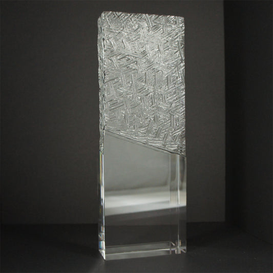 Chunky tombstone award with cippillini cut, 255x88mm supplied in a presentation box
