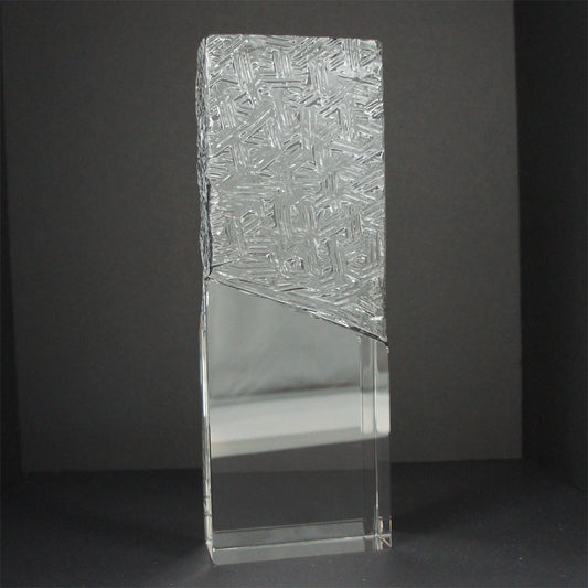 Chunky tombstone award with cippillini cut, 230x80mm supplied in a presentation box