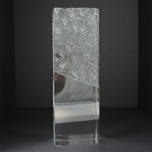Chunky tombstone award with cippillini cut, 205x68mm supplied in a presentation box