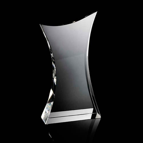 Large curved body crystal award 230mm high supplied in a presentation box