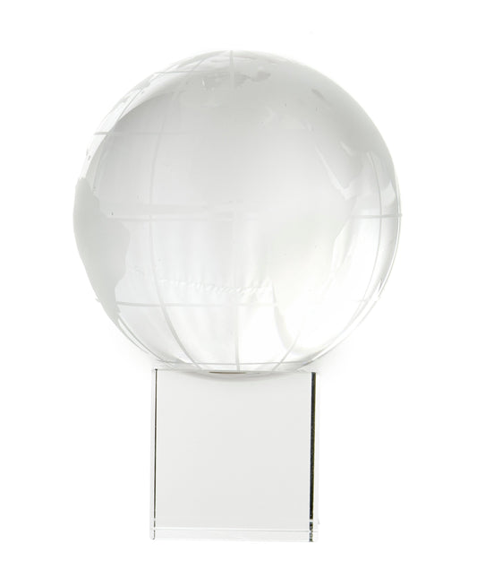 Crystal 100mm GLOBEon clear base supplied in a presentation box