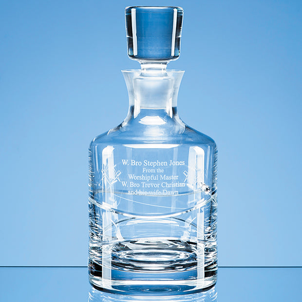 0.75ltr Diamante Round Decanter with Spiral Design Cutting