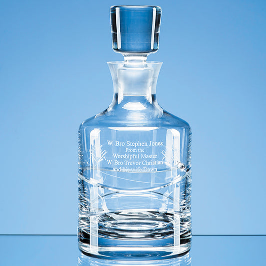 0.75ltr Diamante Round Decanter with Spiral Design Cutting