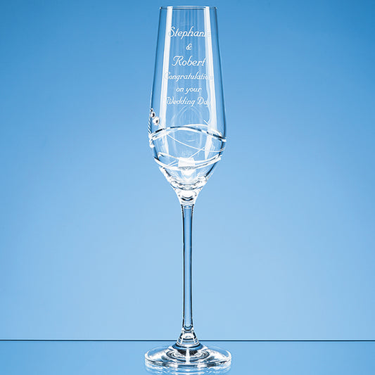Single Diamante Champagne Flute with Modena Spiral Cutting
