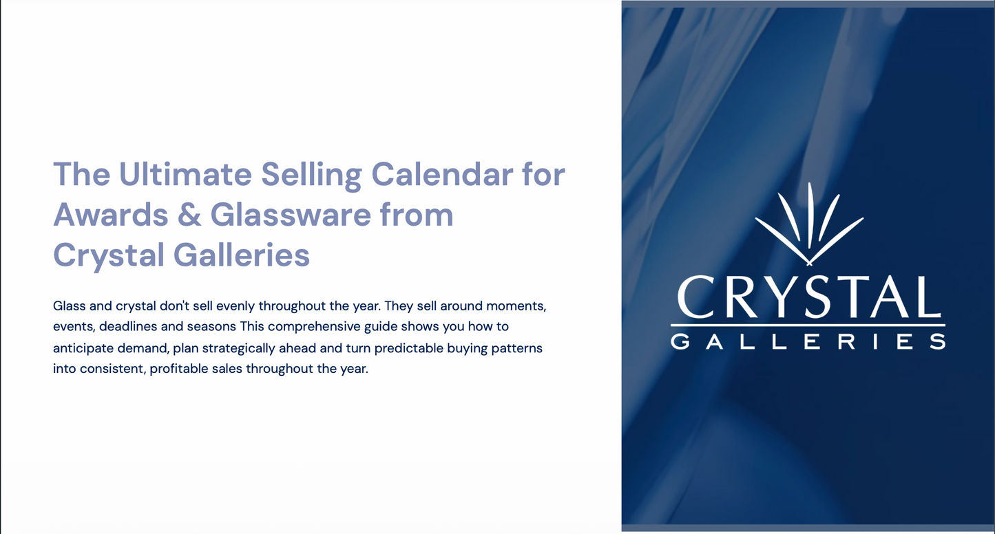 The Ultimate Selling Calendar for Awards and Glassware from Crystal Galleries